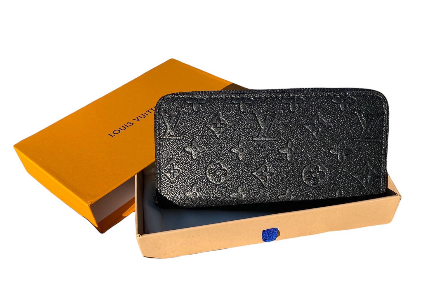 Black Louis Vuitton Mono Wallet with Orange Box – Crown Vick Beauty