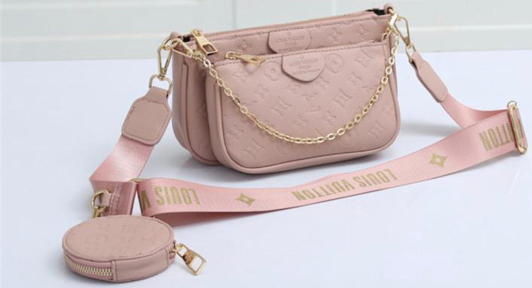 Pink LV 3-in-1 Purse